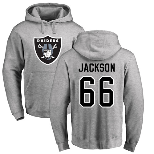 Men Oakland Raiders Ash Gabe Jackson Name and Number Logo NFL Football #66 Pullover Hoodie Sweatshirts->nfl t-shirts->Sports Accessory